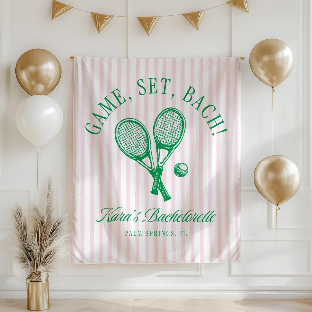 Game Set Bach Bachelorette Banner, Tennis Theme Bach Party Decor, Bride Sports Party Sign, Tennis... | Etsy (US)