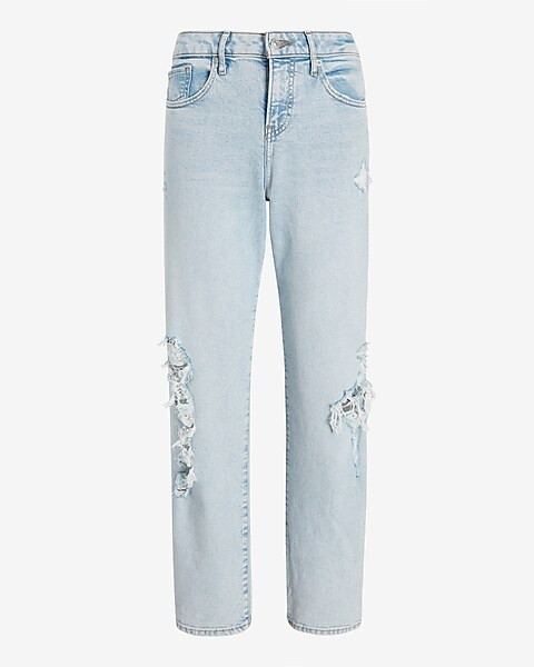 Mid Rise Ripped Boyfriend Jeans | Express