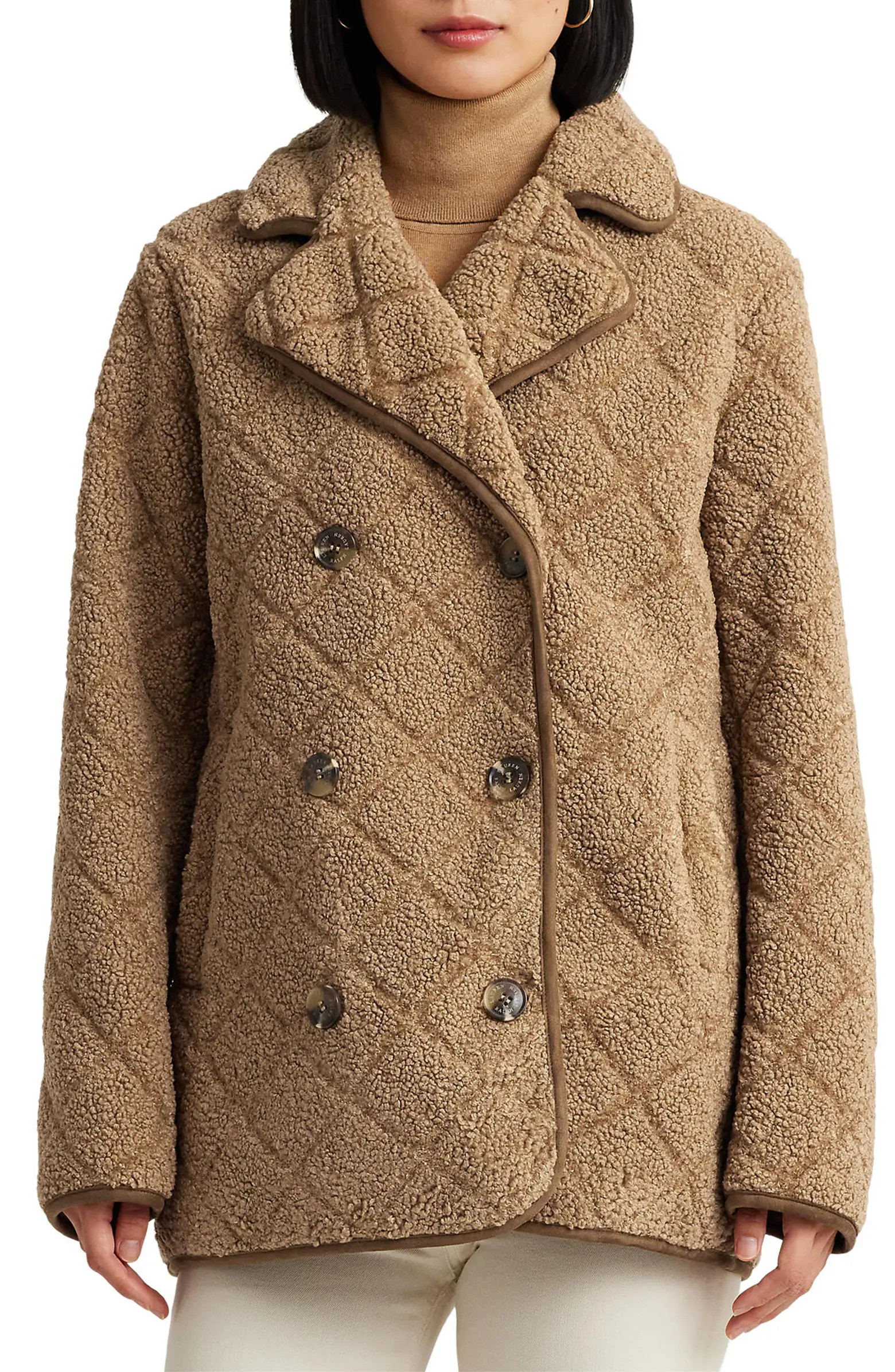Lauren Ralph Lauren Faux Shearling Peacoat | Nordstrom | Nordstrom