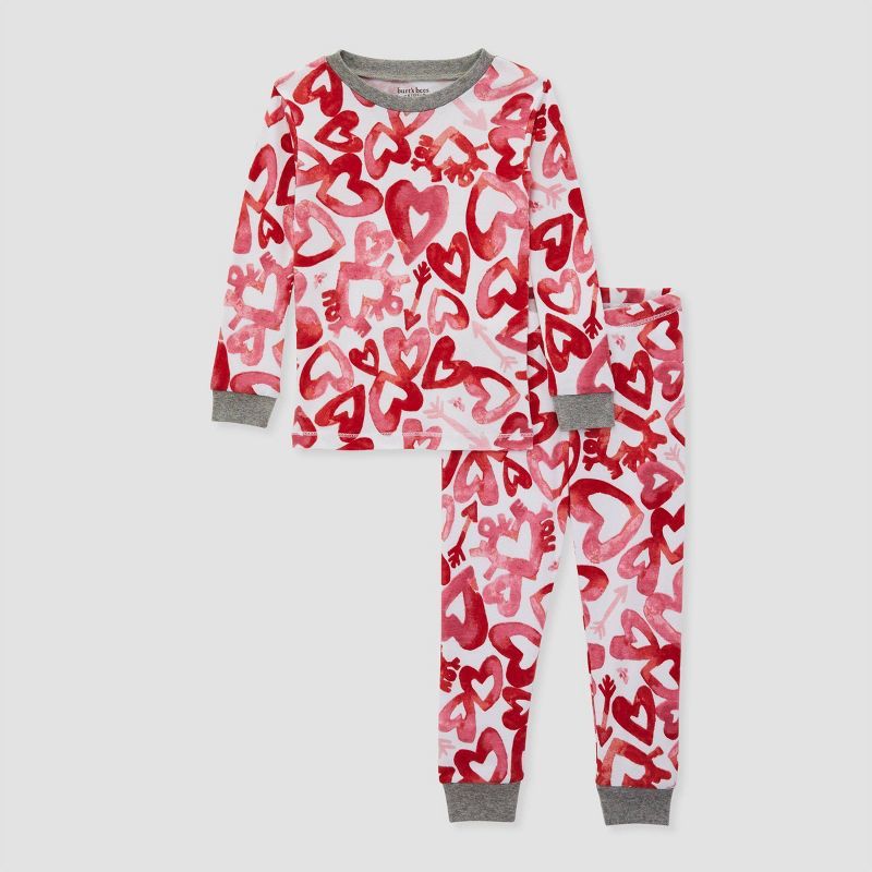 Burt's Bees Baby® Kids' Valentine's Day Hearts 2pc Pajama Set - Rose Red | Target