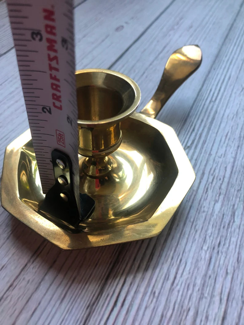 Single Low Profile Brass Candlestick Holder Chamberstick With - Etsy | Etsy (US)