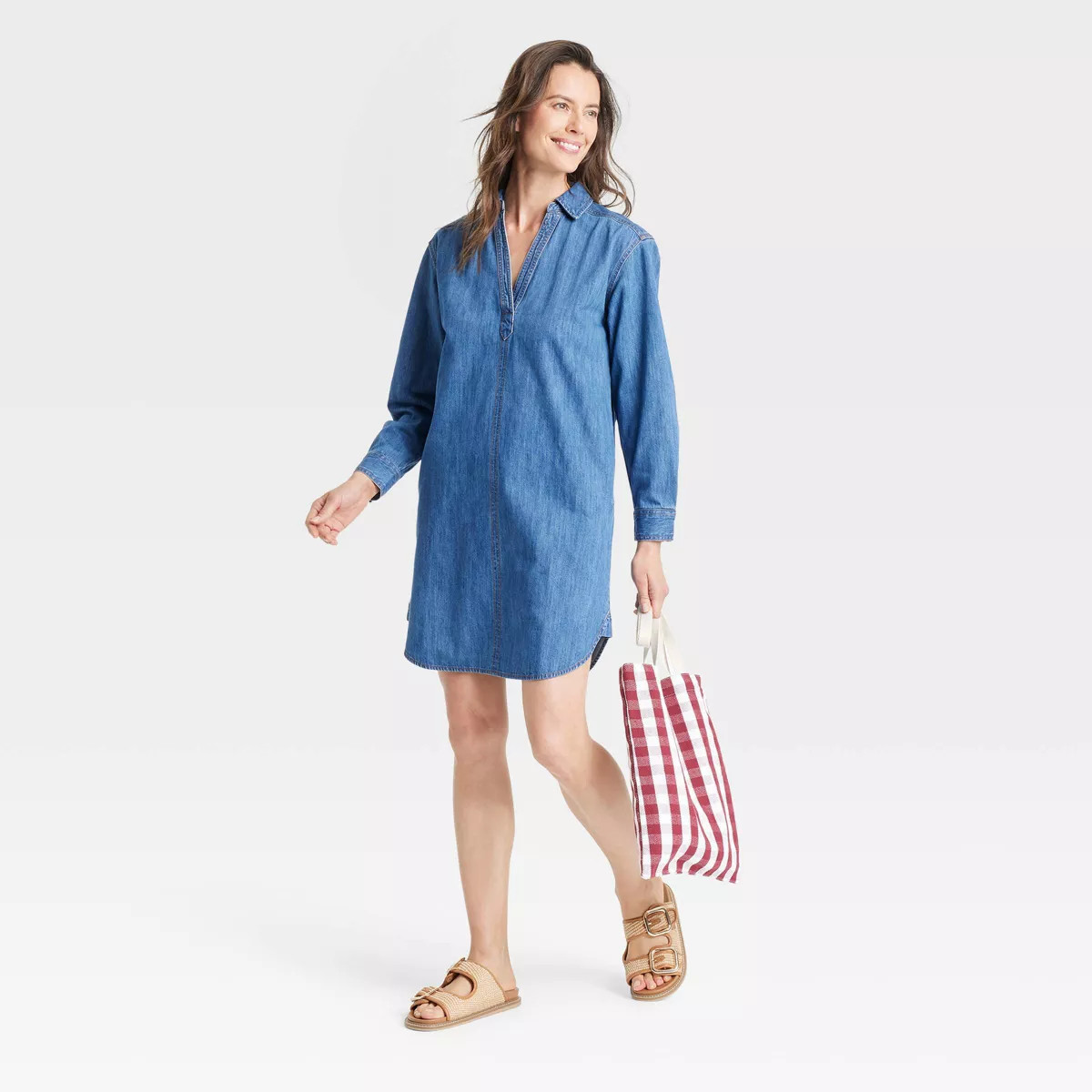 Women's Long Sleeve Popover Mini Shirtdress - Universal Thread™ | Target