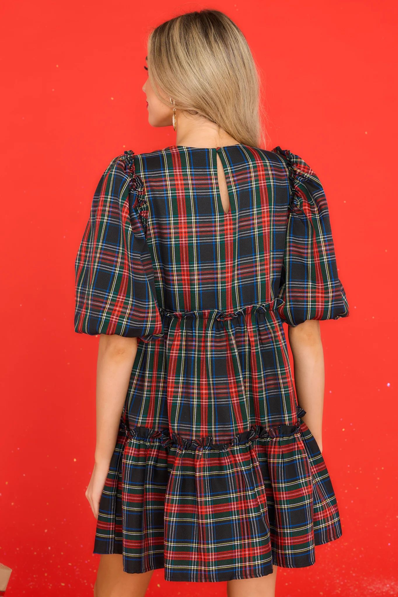 The Gift Of You Black Plaid Dress | Red Dress 