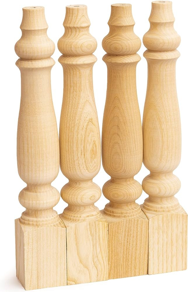 decorluxes Unfinished Farmhouse Bench Legs Dining Table Set of 4 DIY Coffee Table Rustic Turned S... | Amazon (US)