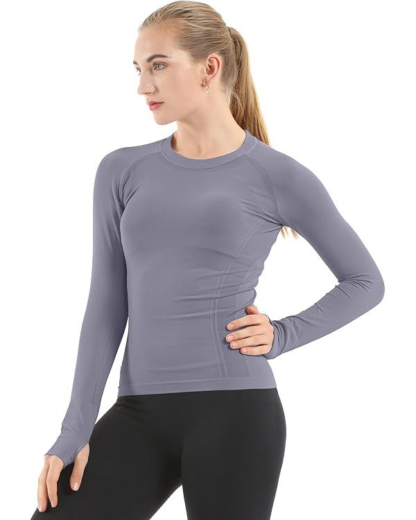 MathCat Seamless Workout Shirts for Women Long Sleeve Yoga Tops Sports Running Shirt Breathable A... | Amazon (US)