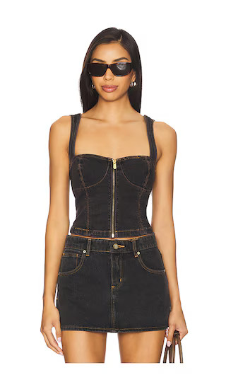 Cara Denim Top in Washed Black | Revolve Clothing (Global)