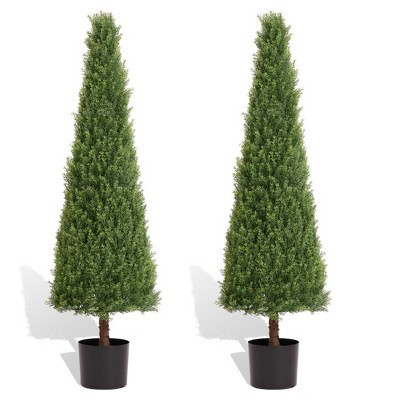 KTMBDW 4ft Artificial Cedar Topiary Trees for Outdoor Front Porch Door, Faux Potted Plants Evergreen Fake Pine Cypress Tree for Outside Home Decor | Target