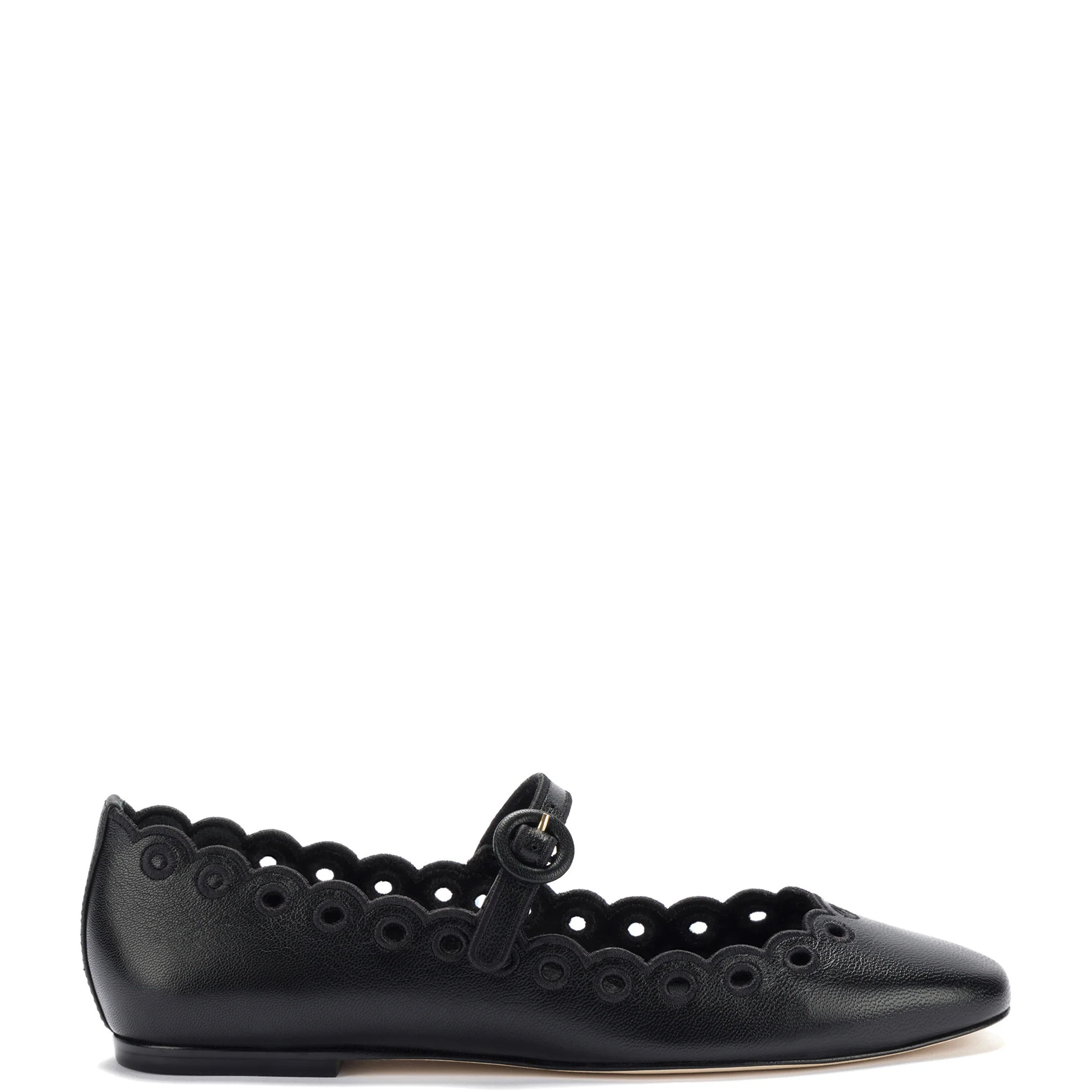 Blair Broderie Ballet Flat In Black Leather | Larroude