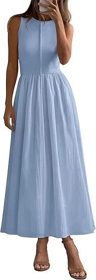 PRETTYGARDEN Women Maxi Dresses Summer Casual Sleeveless Patchwork Knit Tank Dress Flowy Beach Su... | Walmart (US)