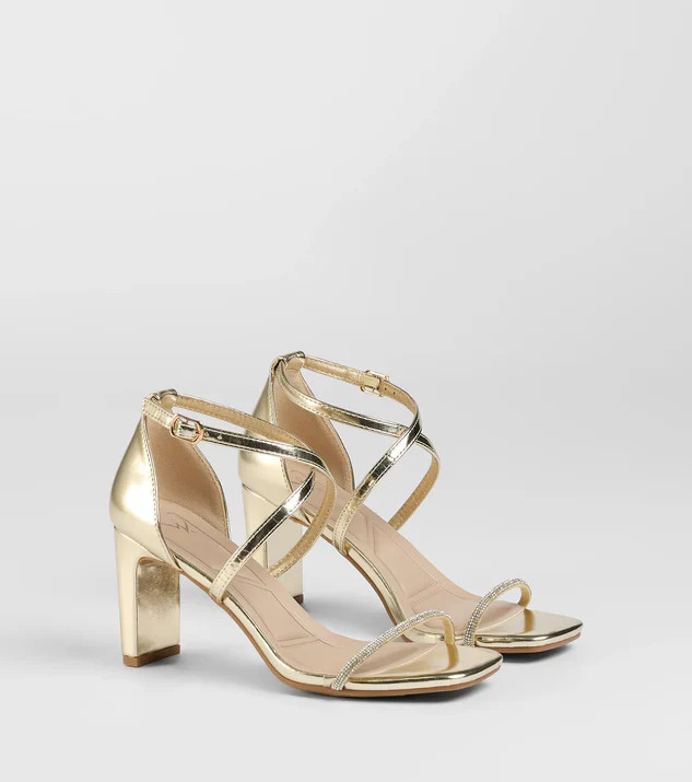 Pure Magic Rhinestone Metallic Block Heels | Windsor Stores