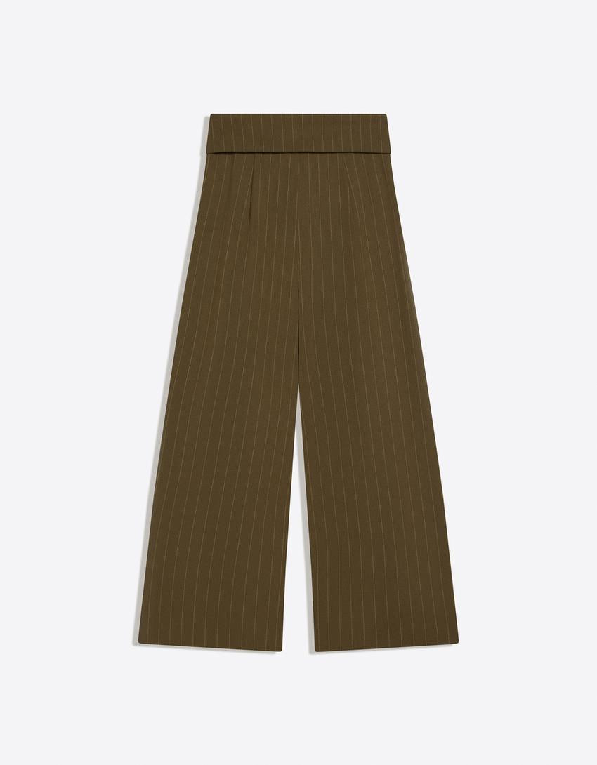 Darted trousers with turn-up waist - Women | Bershka UK
