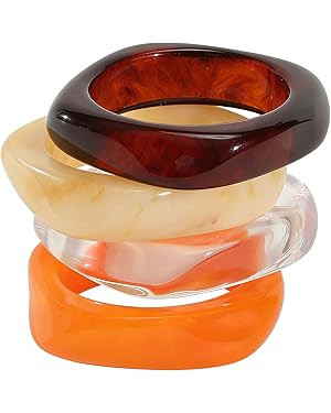 Acrylic Chunky Bangle Bracelets for Women, Irregular Punk Acrylic Resin Bangle Geometric Cuff Wid... | Amazon (US)