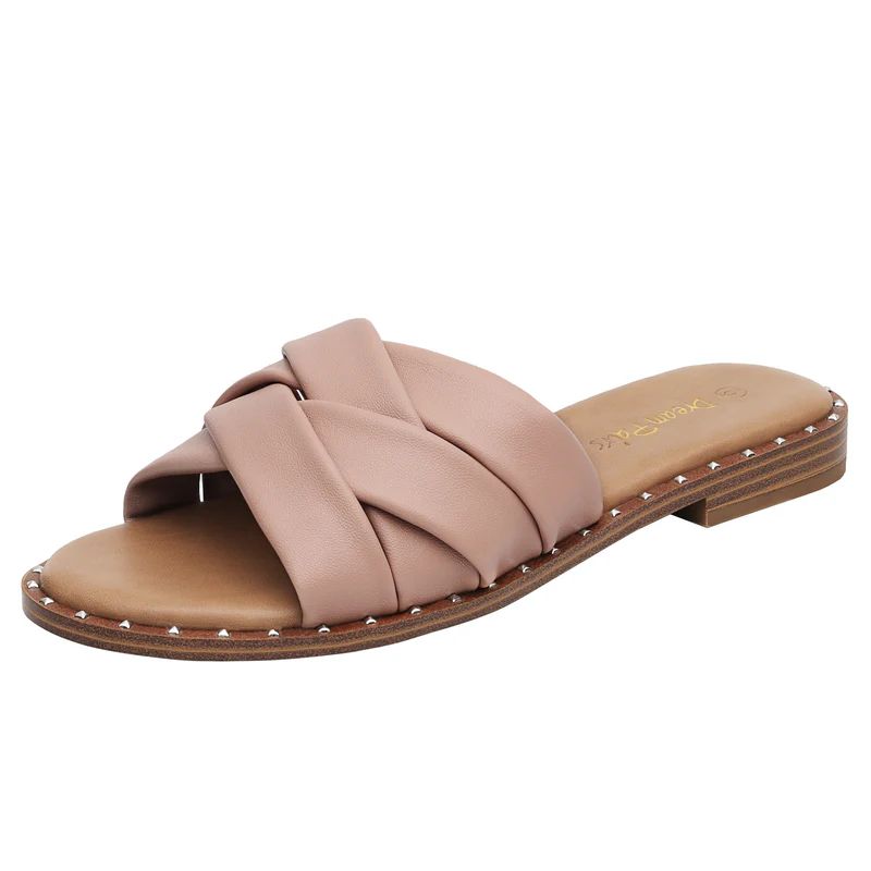 Women' s Studded Flat Slide Sandals | Dream Pairs