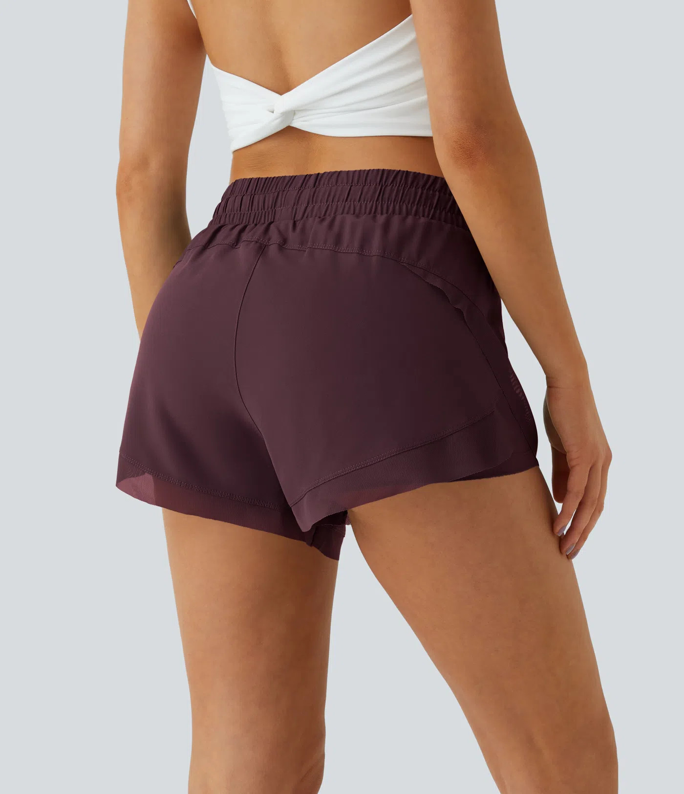 Mid Rise Drawstring Contrast Mesh 2-in-1 Flowy Running Shorts 3'' | HALARA