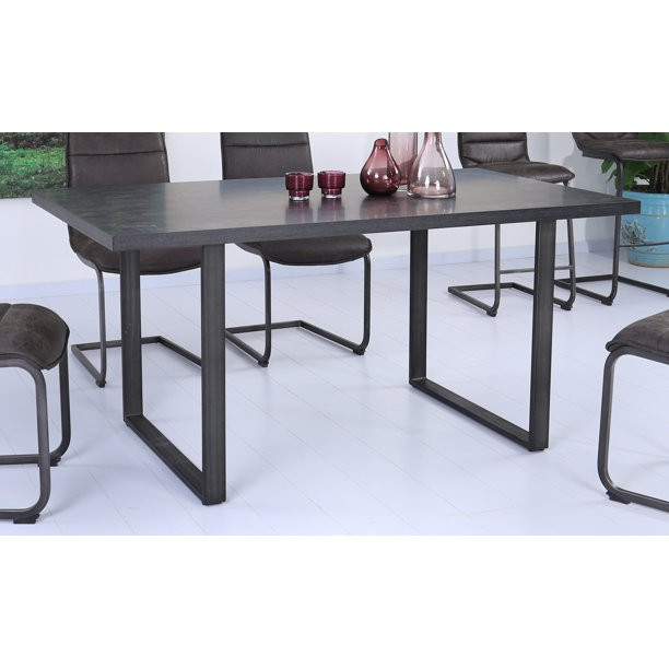 Armen Living Newark Contemporary Dining Table in Gray Coated Finish and Rusted Black | Walmart (US)
