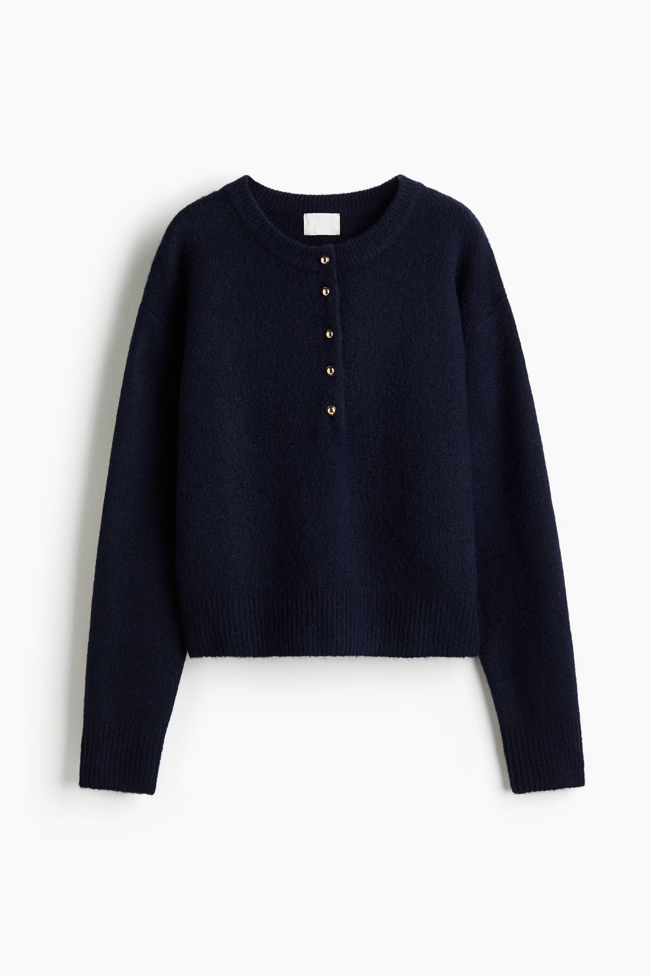 Button-top jumper - Navy blue - Ladies | H&M GB | H&M (UK, MY, IN, SG, PH, TW, HK)