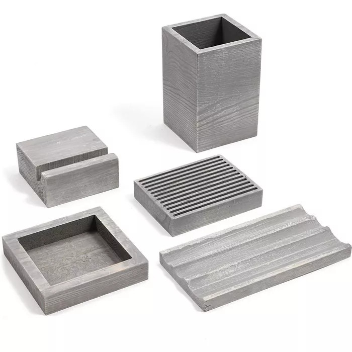 Paper Junkie Set of 5 Rustic Wooden Desk Organizer: Pen, Sticky Note & Business Card Holder and P... | Target