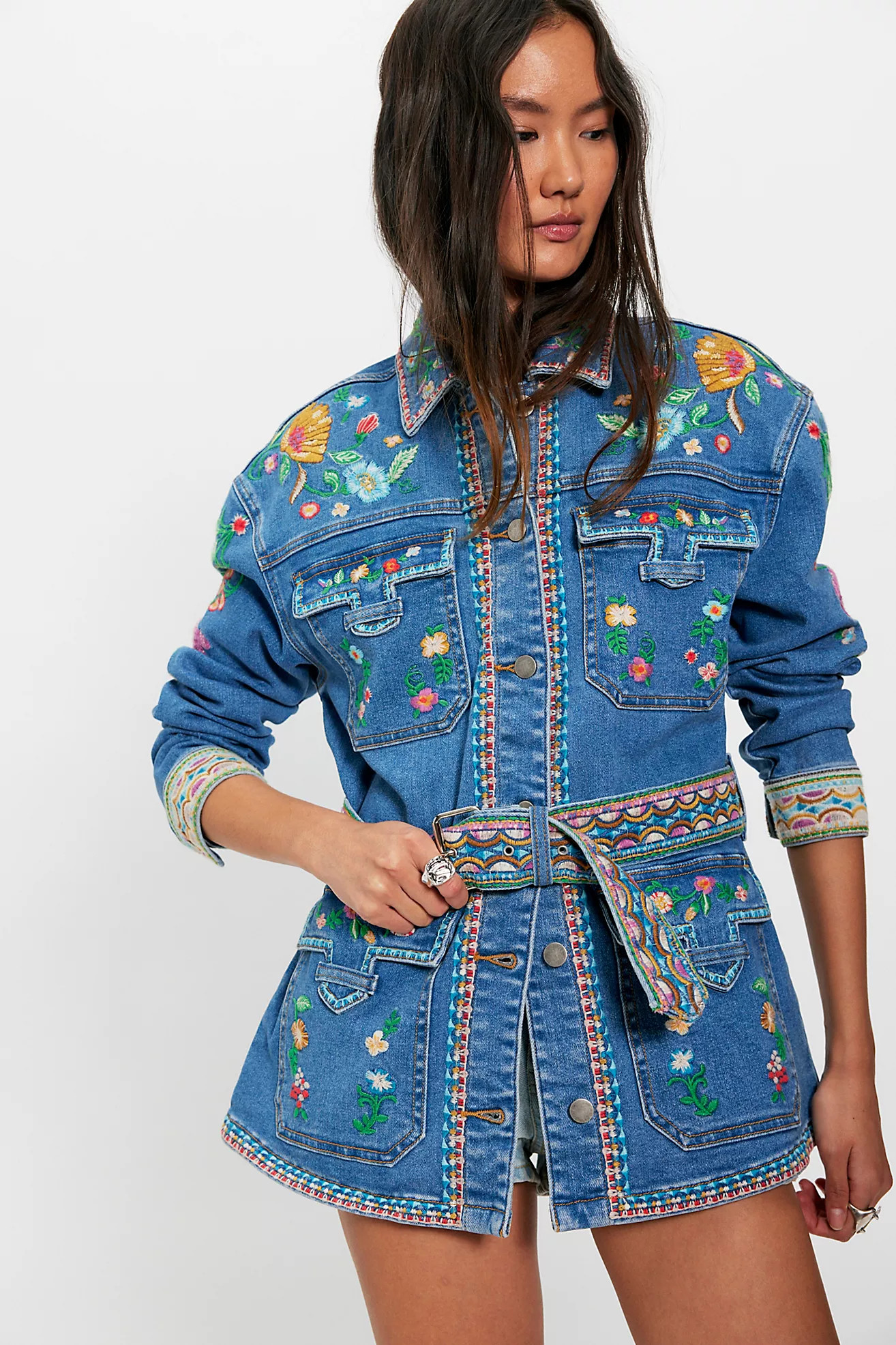 Driftwood Gardenia Embroidered Denim Jacket | Free People (Global - UK&FR Excluded)