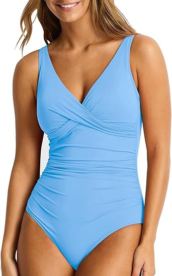 ESONLAR Women's Twist V Neck One Piece Swimsuit Tummy Control Ruched Slimming Bathing Suit Push U... | Amazon (US)