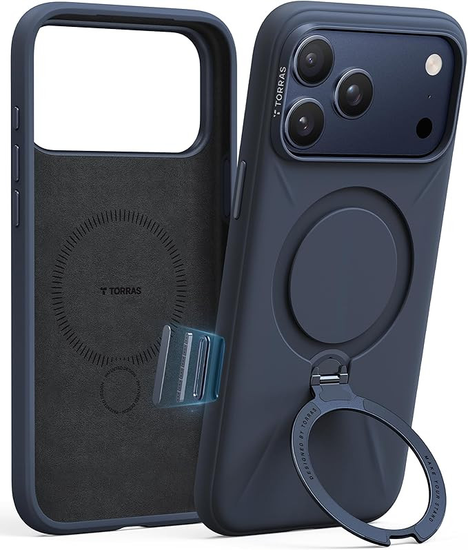 TORRAS Q3 Silicone 360 Spin for iPhone 17 Pro Case with Stand, Fit for MagSafe, Magnetic Ring Kic... | Amazon (US)