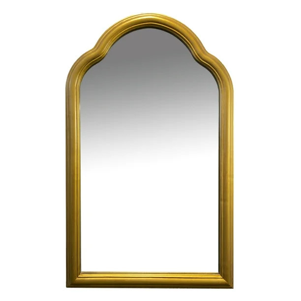 Arched Top Handcrafted Metal Encased Accent Wall Mirror, Antique Gold- Saltoro Sherpi | Walmart (US)