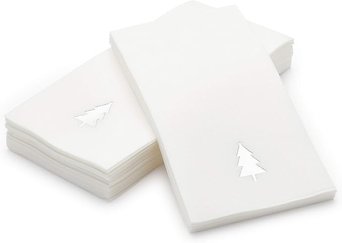 By Madee - Christmas Disposable Hand Towels for Bathroom (50 Pack) Silver Foil Stamped Christmas ... | Amazon (US)