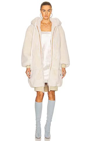 R13 Oversized Zip Hoodie Coat in Ecru | FWRD | FWRD 