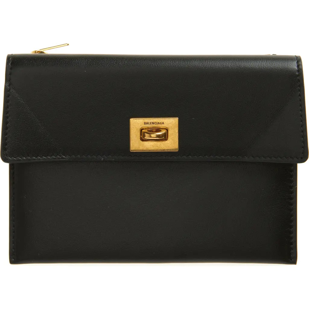 Balenciaga Rodeo Leather Card Case in 1000 Black at Nordstrom | Nordstrom