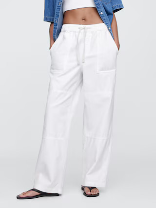 High Rise Pull-On Wide-Leg Utility Jeans | Gap Factory