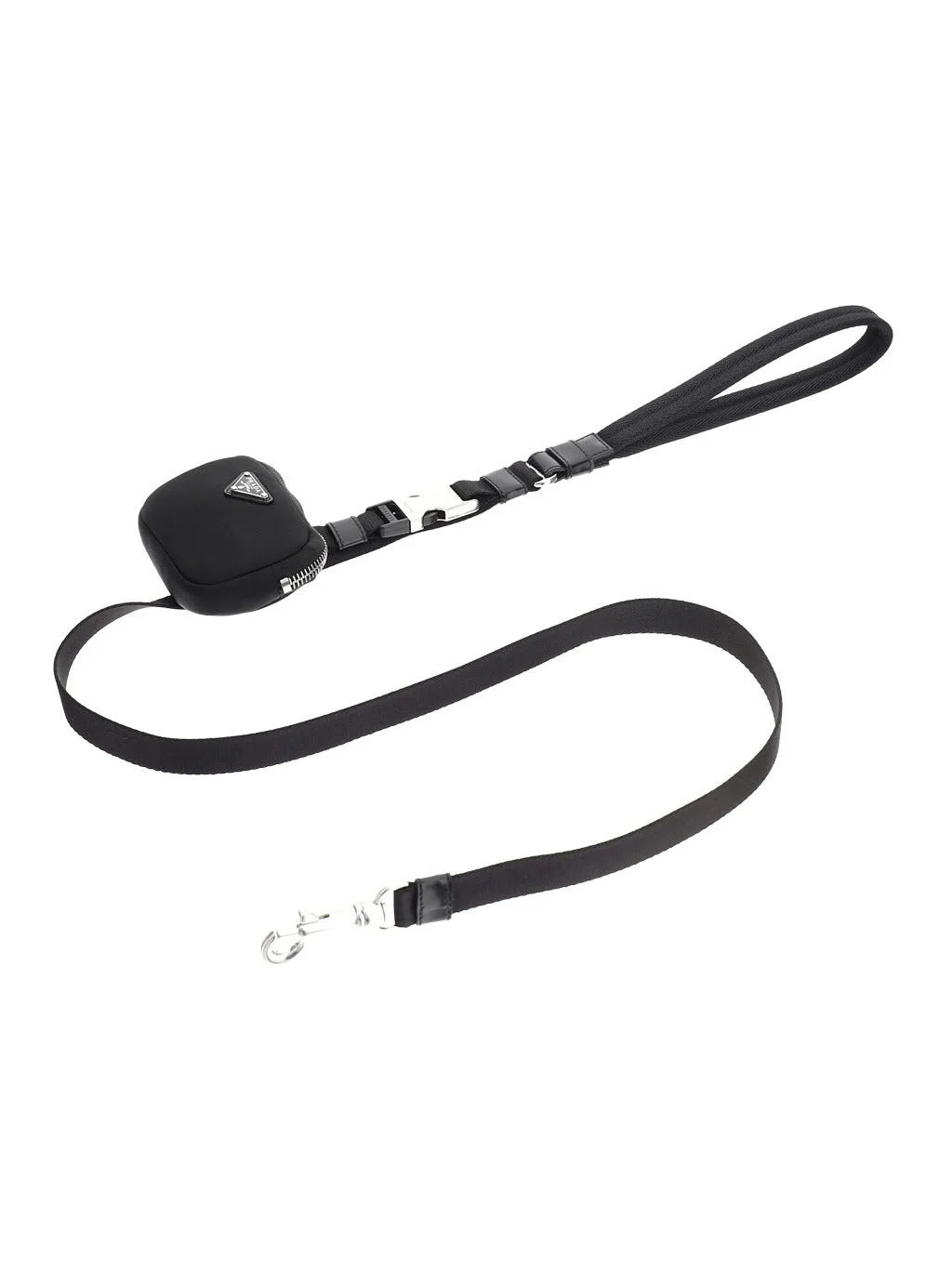 Prada Triangle Logo Plaque Pouch Pet Leash | Cettire Global
