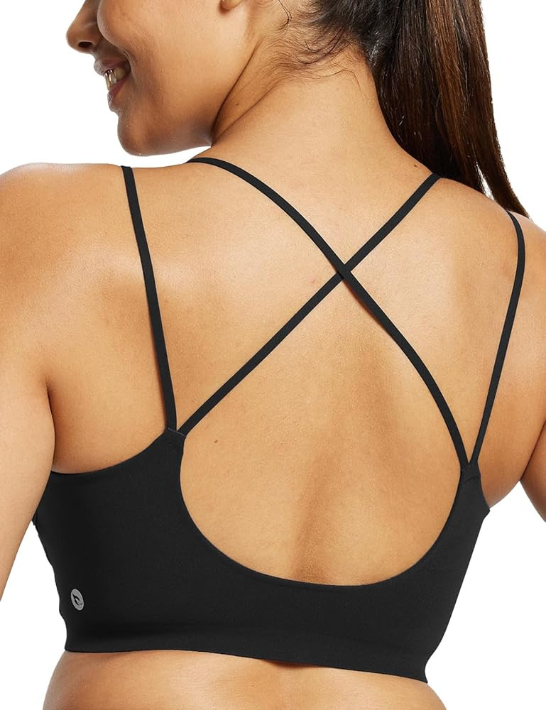 BALEAF Freeleaf Women's Sports Bra Longline, Molded Cup Yoga Bra Thin Strap Low Impact Workout Cr... | Amazon (US)