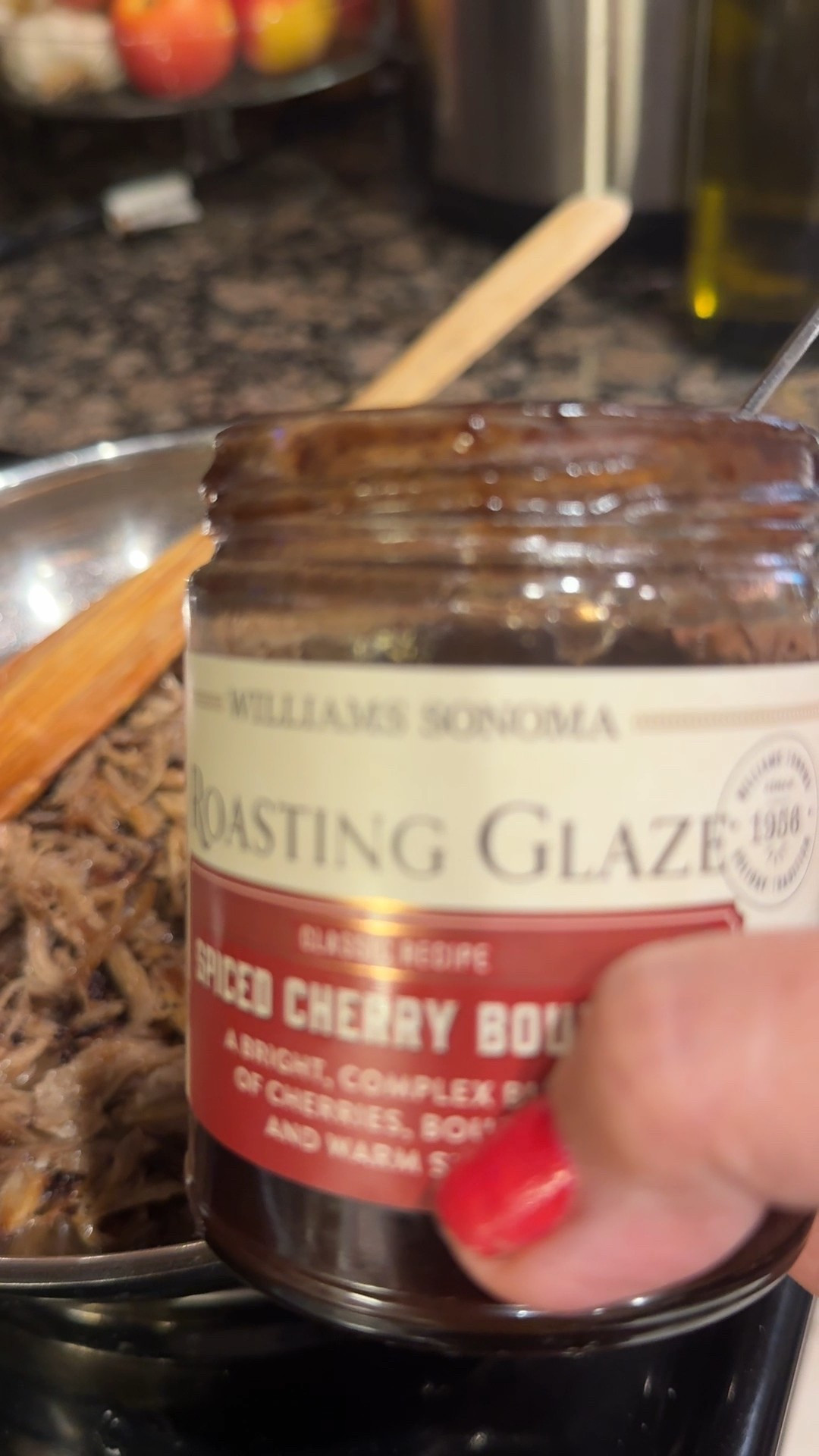 Spiced cherry bourbon sauce I use for glazing my roasted turkey, I also use to spice up this pulled pork for my crostini bites. 

#LTKdayinmylife #LTKHome #LTKfoodie