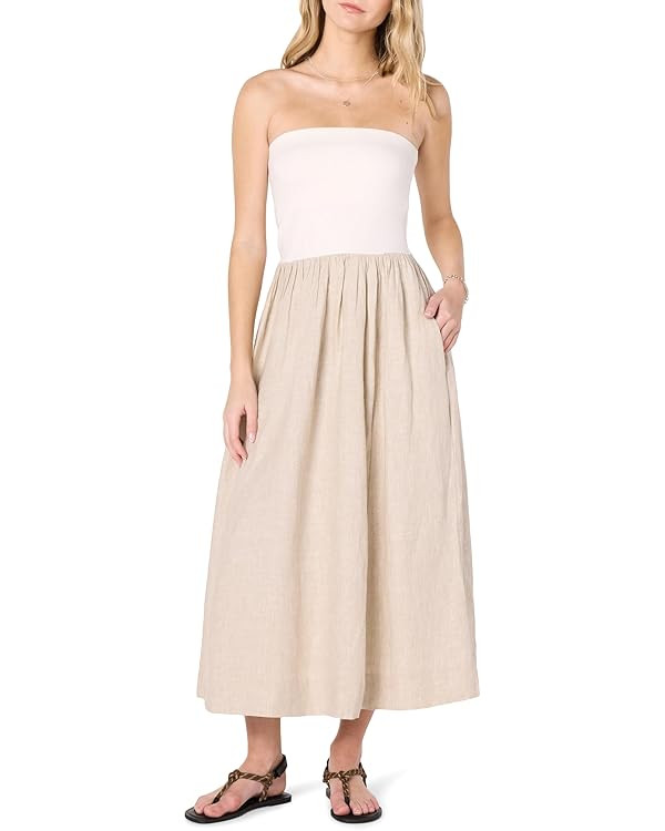 The Drop Women's Hellen Strapless Mixed Media Maxi Dress | Amazon (US)