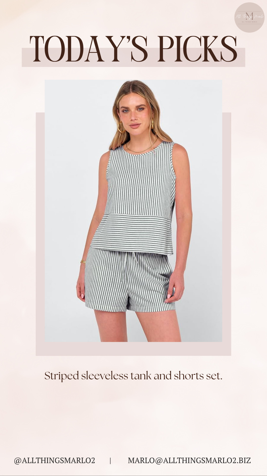 Striped sleeveless tank and shorts set. 

 #LTKSeasonal #LTKWorkwear #LTKTravel