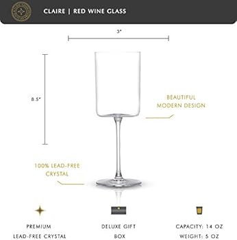 JoyJolt Claire 14oz Red Wine Glass Set. Large Wine Glasses Set of 2 Crystal Wine Glasses. Elegant... | Amazon (US)