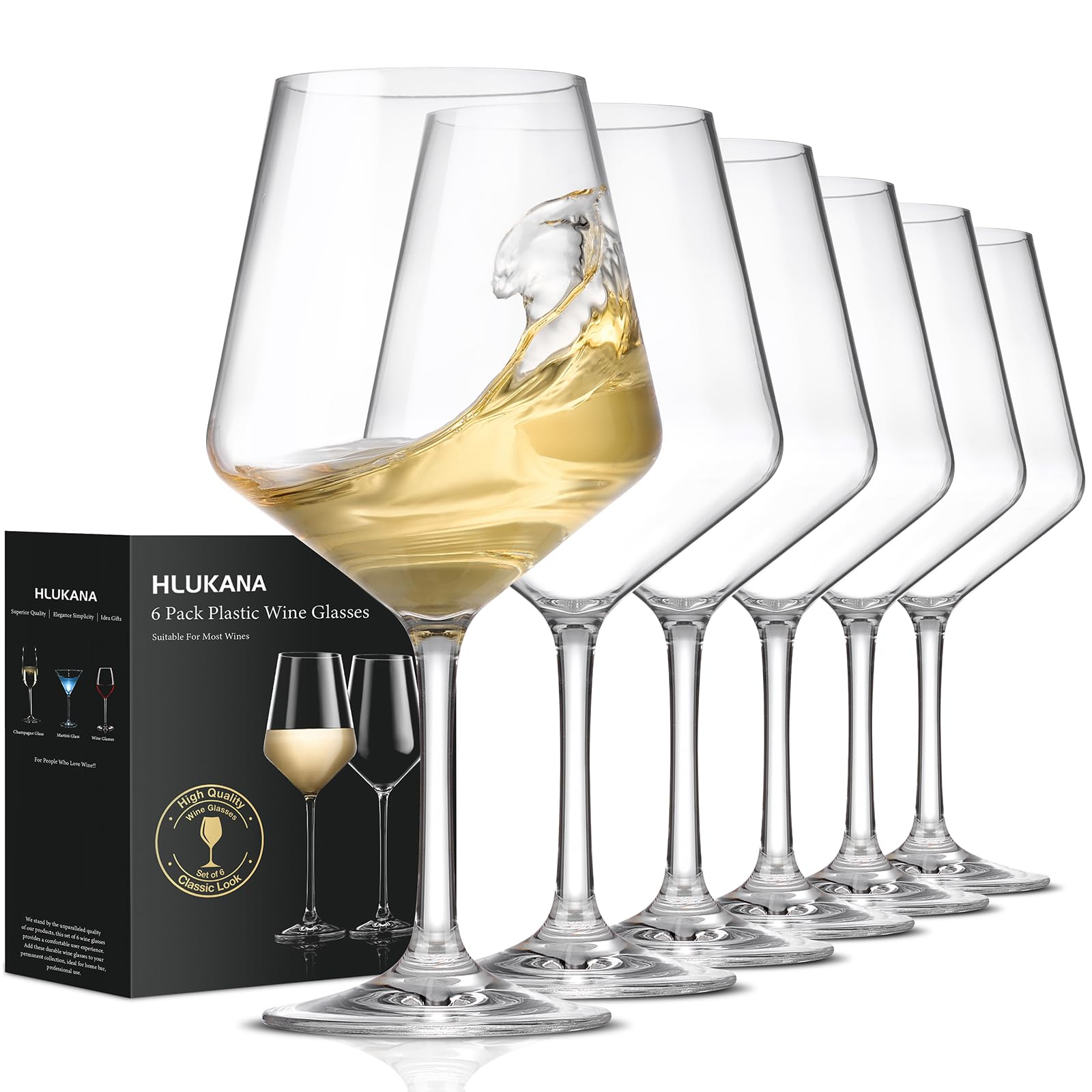 Unbreakable Wine Glasses Set of 6, 16 oz Plastic Wine Glasses with Stem, BPA Free, Reusable Wine ... | Amazon (US)