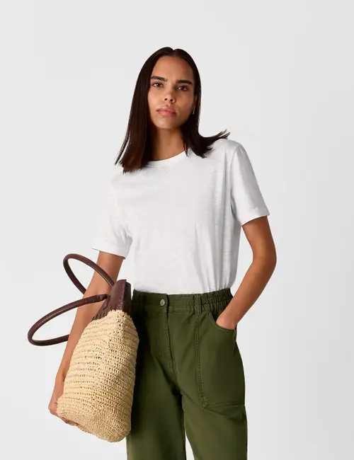 Whistles Emily Ultimate Crew Neck T-Shirt in White at Nordstrom, Size Large | Nordstrom