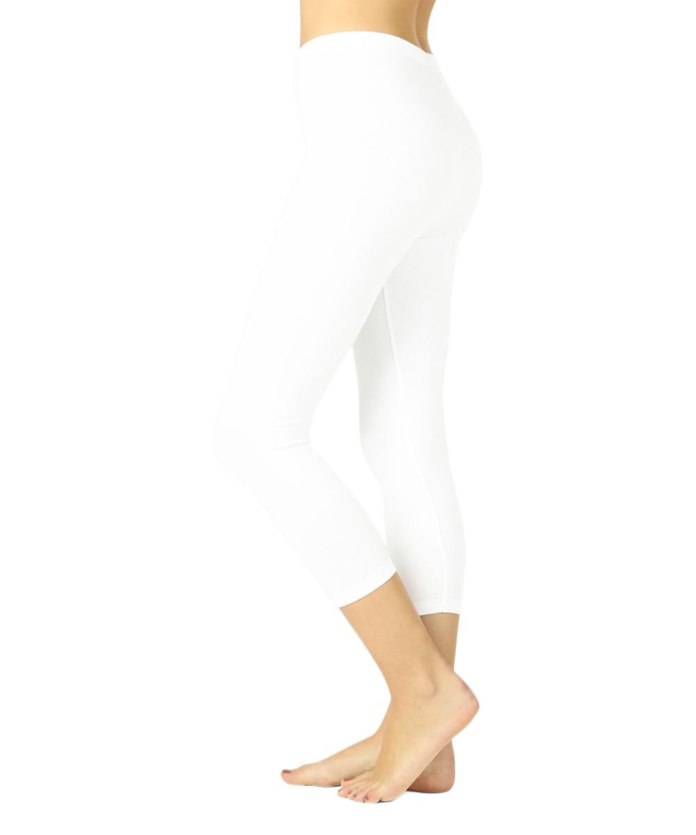 Zenana Women's Leggings WHITE_IPB - White Capri Leggings - Women | Zulily