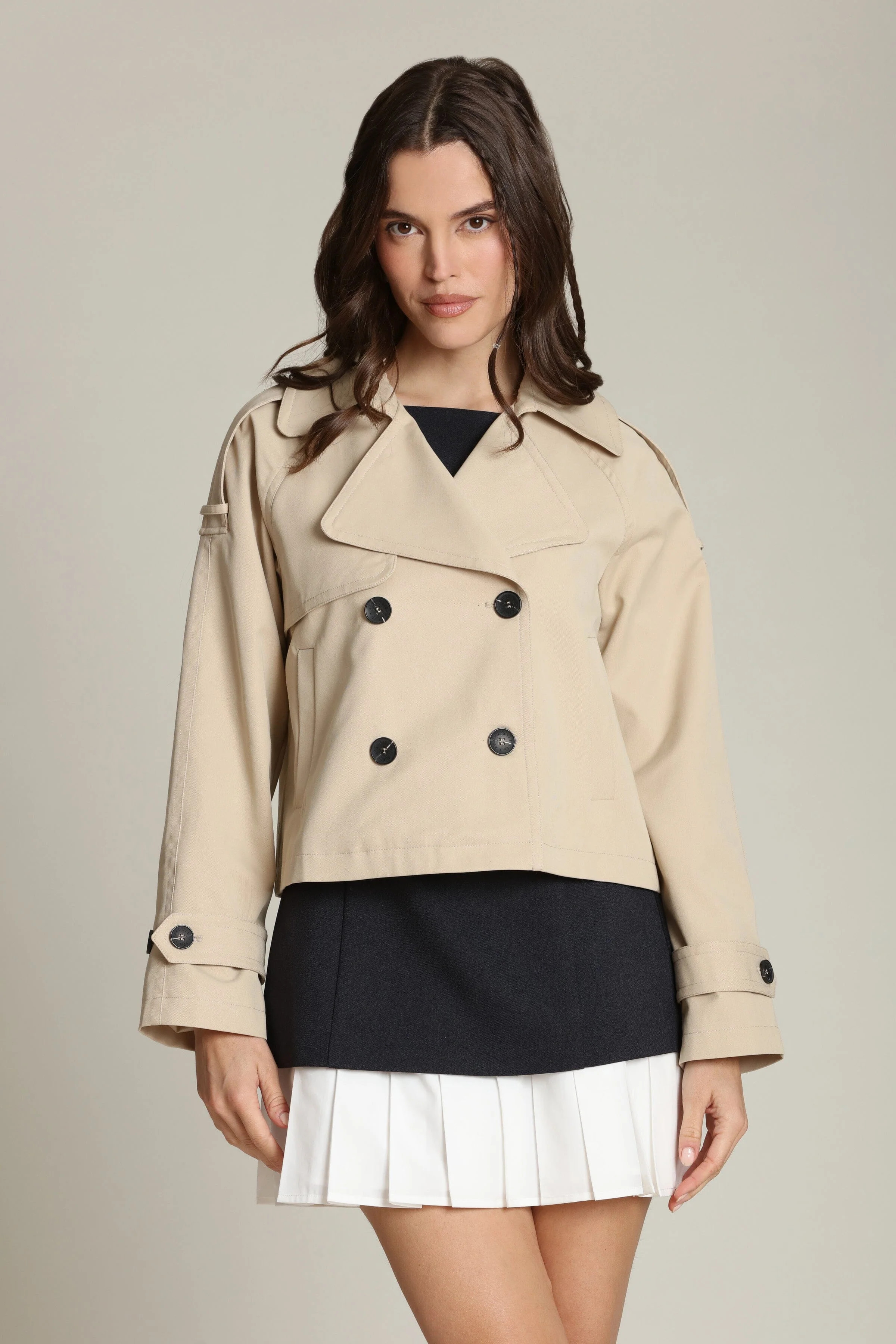 Cotton Blend Cropped Trench Coat | Avec Les Filles