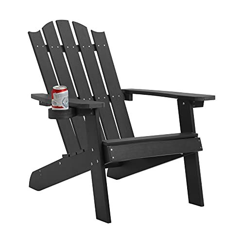 Melucivi Adirondack Chair Weather Resistant with Cup Holder, Fire Pit Chair Patio Outdoor Garden Res | Amazon (US)