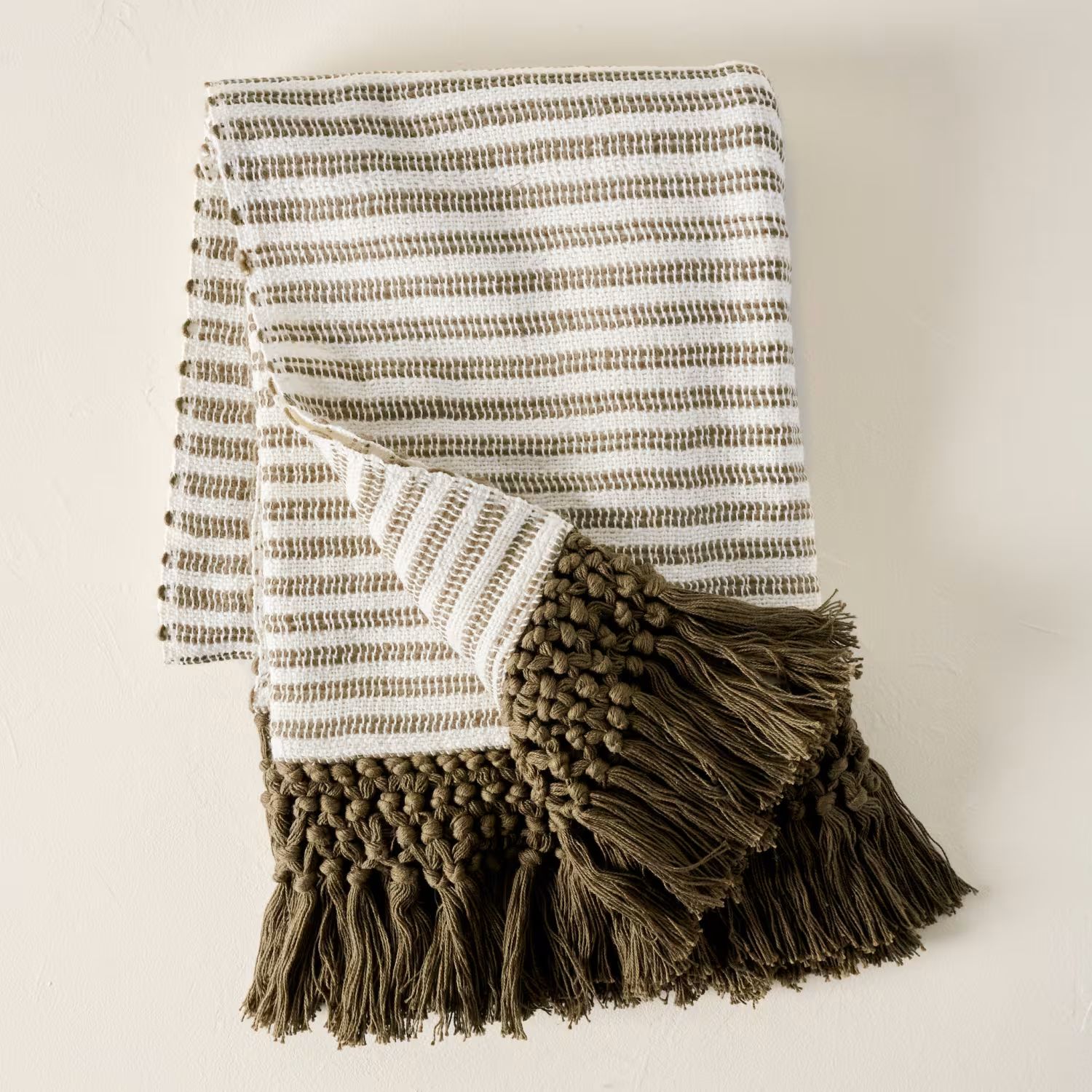 Essential Tassel Throw - Green Striped | Magnolia