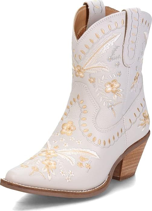 Dingo Women's Primrose Embroidered Floral Snip Toe Cowboy Booties Fashion Boot | Amazon (US)