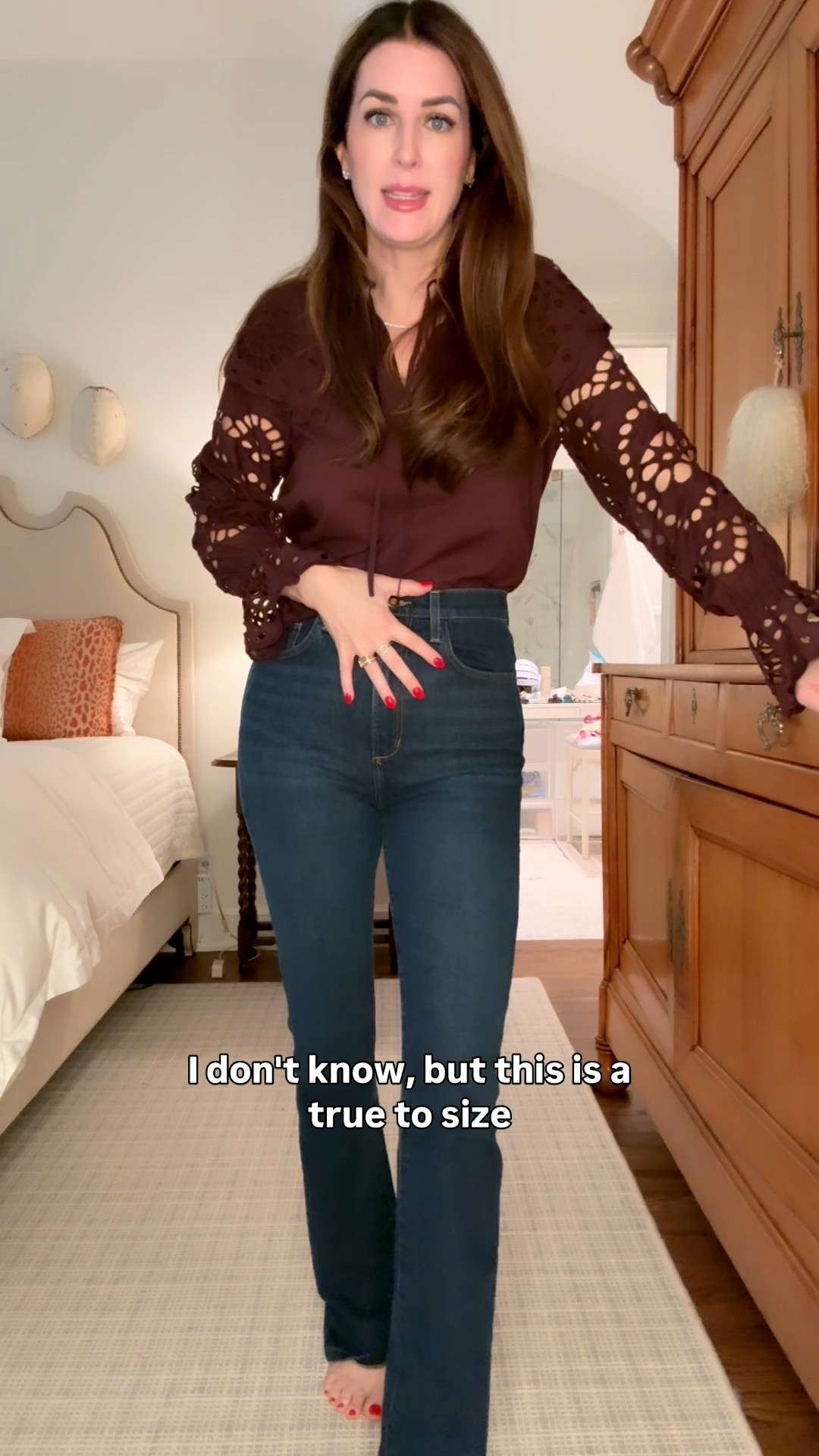 I am wearing my true size 26 and the jeans and a small and the blouse .￼

#LTKgrwm #LTKTall #LTKOver40