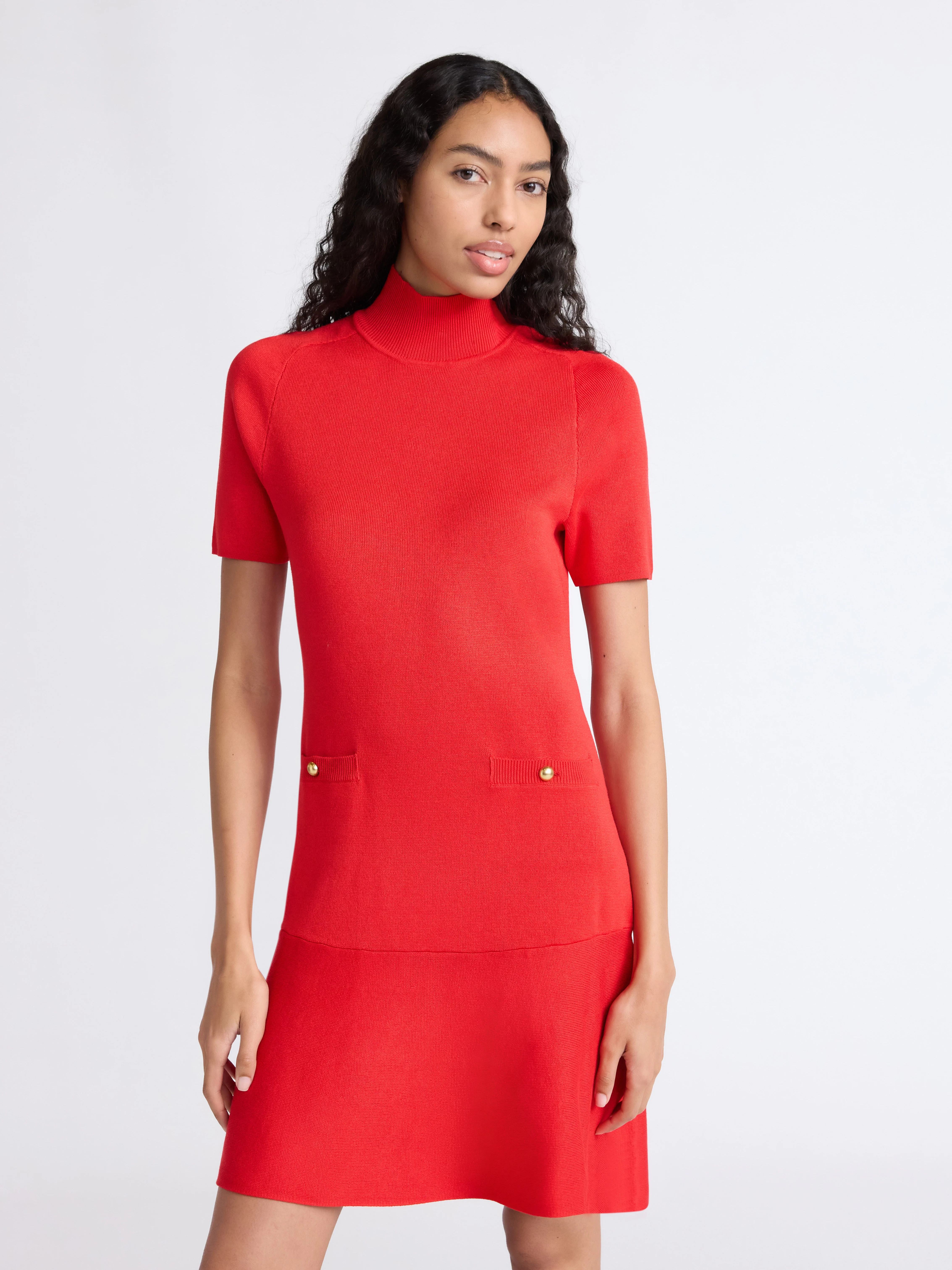 Free Assembly Women's Mock Neck Sweater Dress with Short Sleeves, Sizes XS-XXL | Walmart (US)