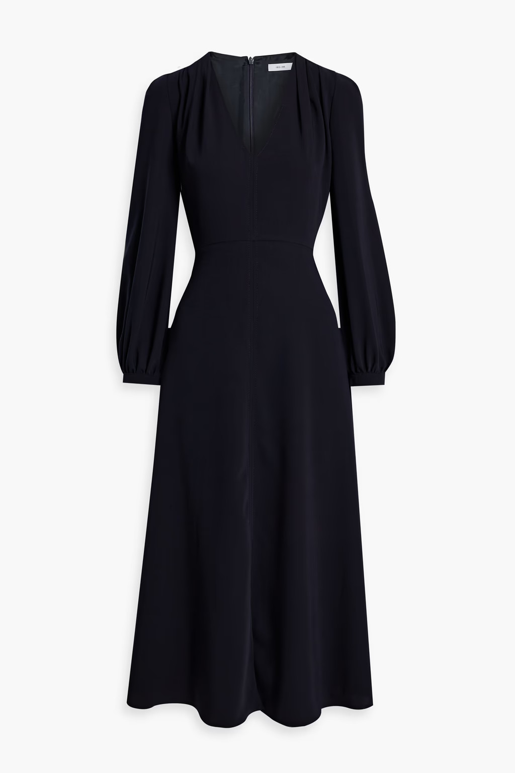Midnight blue Camille pleated crepe midi dress | IRIS & INK | THE OUTNET | The Outnet (UK and Europe)