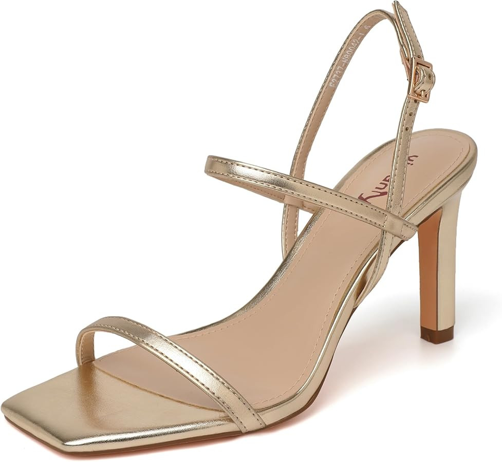 vivianly Women's Strappy Heels for Women Sandals Trendy Square Toe Sandals with Ankle Strap For W... | Amazon (US)