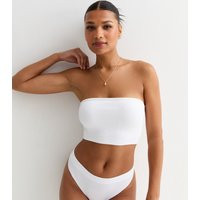 Women's White Rib Seamless Soft Multiway Bandeau Bra New Look | New Look (UK)