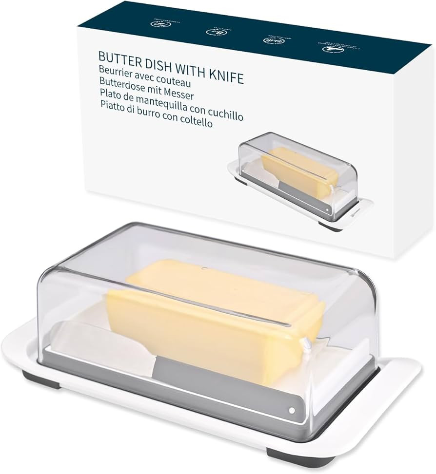 Built-in Knife: The built-in knife is stored inside the plastic butter dish to keep it clean and ... | Amazon (US)