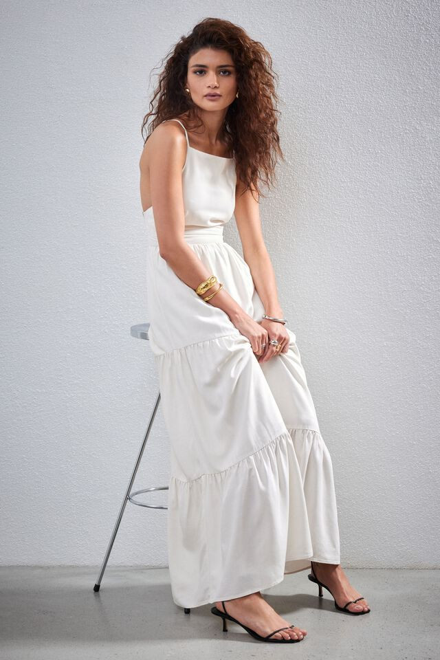 Open Back Linen Maxi Dress | Dynamite Clothing