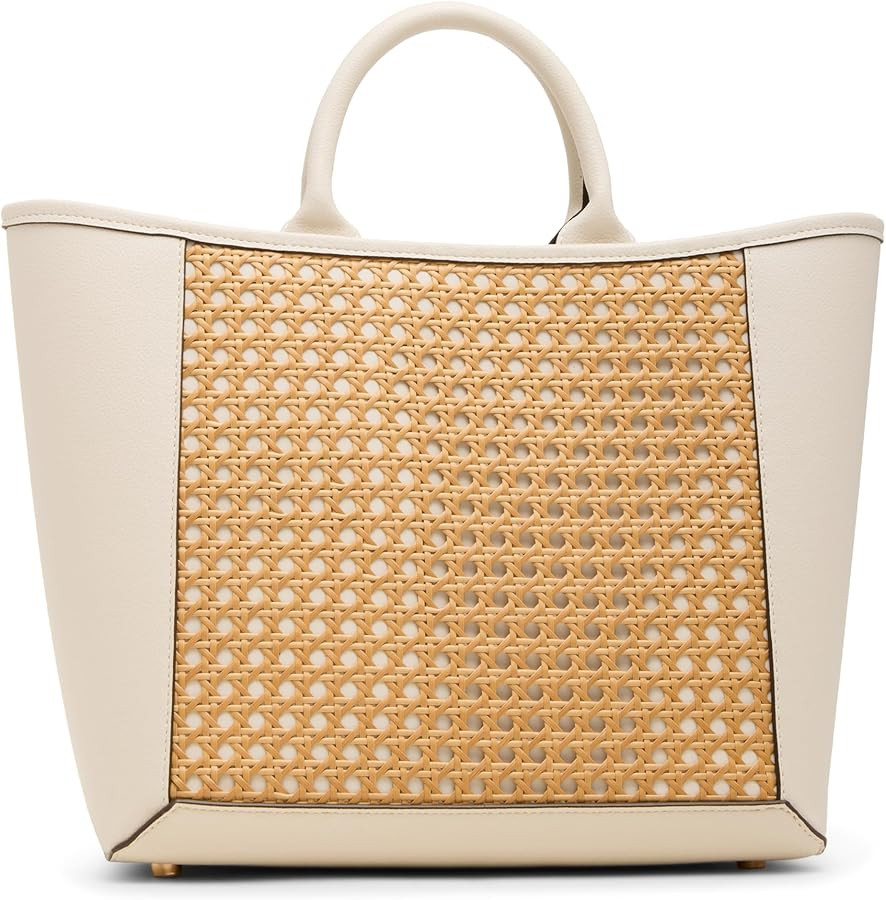 Anne Klein Womens Caning Medium Tote with Detachable Strap, Parchment | Amazon (US)